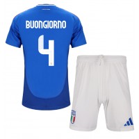 Fotbalové Dres Itálie Alessandro Buongiorno #4 Dětské Domácí ME 2024 Krátký Rukáv (+ trenýrky)
